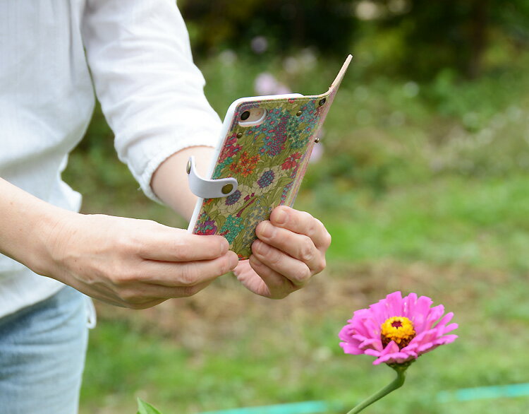 多機種対応 手帳型 かわいい 花柄 スマホケース【右開き・左利き対応】本革 【送料無料】最新機種iPhone Xperia Galaxy AQUOS レザーケース 布 生地リバティ